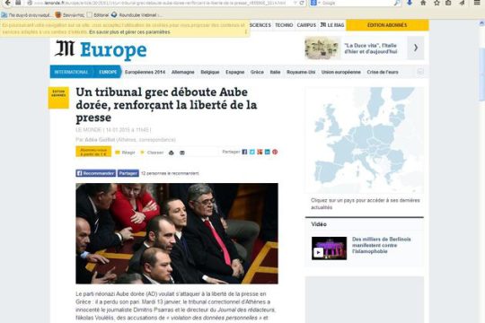 Η «Le Monde» για τη δικαίωση της «Εφ.Συν.»