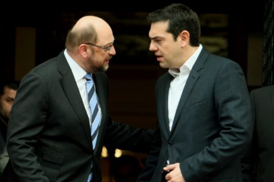 Τους τρεις οικονομικούς άξονες έθεσε ο Αλ. Τσίπρας στον Μ. Σουλτς