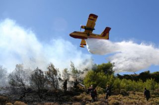 Μεγάλη πυρκαγιά κοντά σε υδροβιότοπο στην Πελοπόννησο