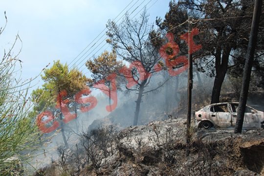Σε εξέλιξη πυρκαγιά στην παραλία Μυρτιώτισσα της Κέρκυρας