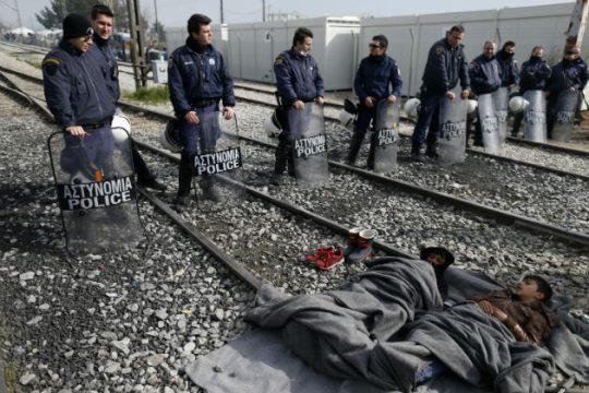 Διαμαρτυρία προσφύγων στην Ειδομένη
