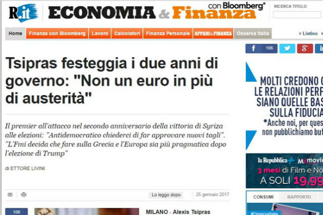Η «Repubblica» για τη συνέντευξη Αλ. Τσίπρα στην «Εφ.Συν.»