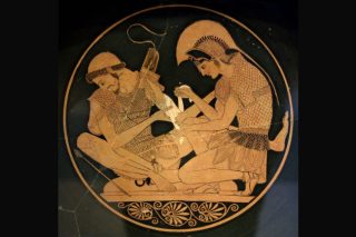 Ο Αχιλλέας φροντίζει το τραύμα του Πατρόκλου