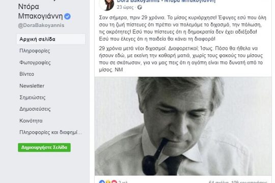 29 χρόνια από τη δολοφονία του Παύλου Μπακογιάννη