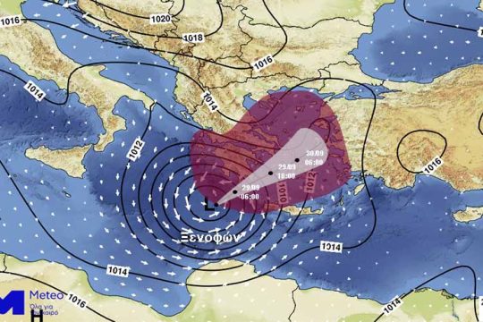 Μετακίνηση του κυκλώνα σταδιακά προς τη Στερεά Ελλάδα