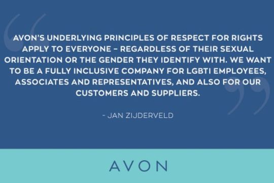 Η Avon υπέγραψε τα Πρότυπα Δεοντολογίας LGBTI των Ηνωμένων Εθνών που αφορούν στις επιχειρήσεις