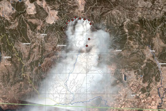 Η πρώτη δορυφορική απεικόνιση από τη φωτιά στην Εύβοια