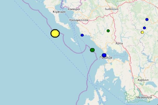 Σεισμός κοντά στην Κέρκυρα