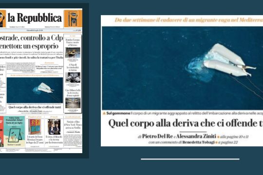 Συγκλονιστικό πρωτοσέλιδο της Repubblica για τους πρόσφυγες που πεθαίνουν αβοήθητοι