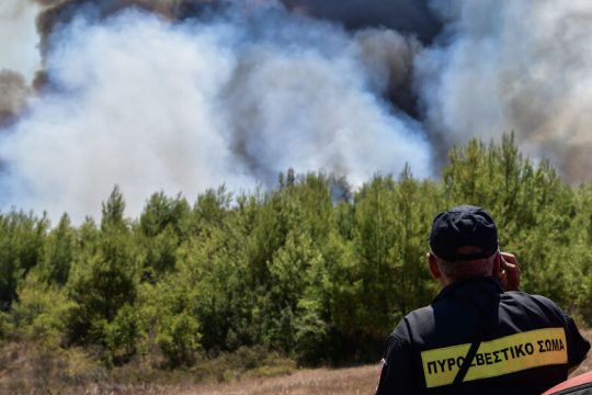 Σε ύφεση η μεγάλη πυρκαγιά στην ανατολική Μάνη