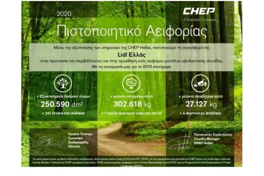 H Lidl Ελλάς προάγει τη βιώσιμη ανάπτυξη αξιοποιώντας λύσεις της CHEP