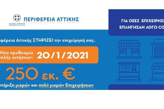 Περιφέρεια Αττικής: Πρόγραμμα οικονομικής ενίσχυσης μικρών & πολύ μικρών επιχειρήσεων