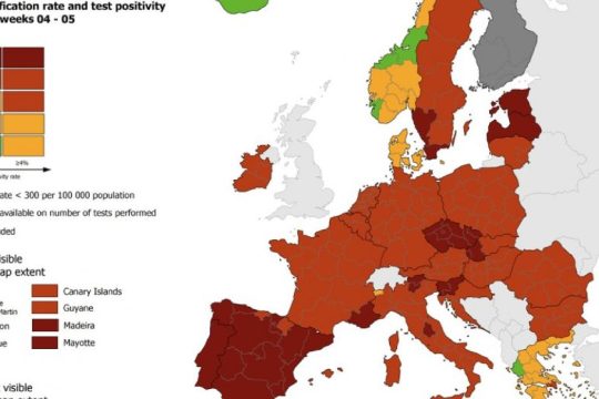 «Κοκκίνισε» η Αττική στο χάρτη του ECDC