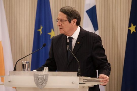 Ν. Αναστασιάδης: Η μη επίτευξη λύσης αποτέλεσμα της τουρκικής αδιαλλαξίας
