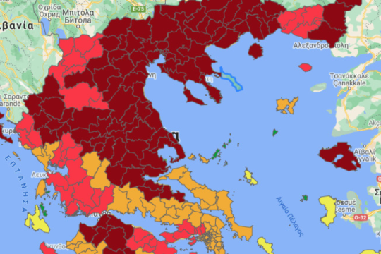 Covid-19: Στις 26 οι περιοχές σε βαθύ κόκκινο