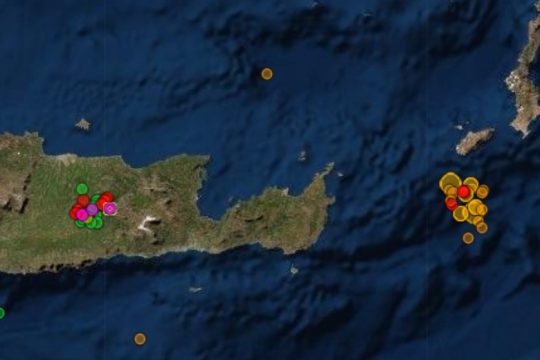 Δύο σεισμοί το βράδυ στην Κρήτη