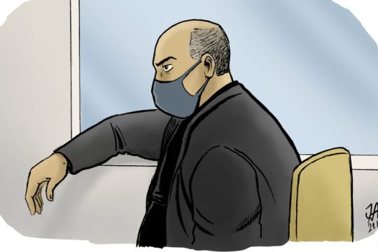 Σκίτσο του John Antono από τη δίκη για τη δολοφονία του Ζακ