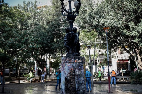 Διαμαρτυρία κατά του σταθμού μετρό στα Εξάρχεια