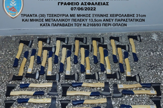 Συνελήφθη 30χρονος για 30 τσεκούρια