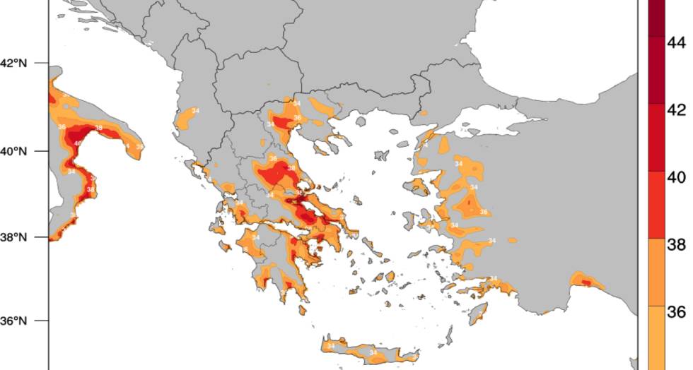 Περαιτέρω άνοδος της θερμοκρασίας, πάνω από 36°C σε αρκετές περιοχές