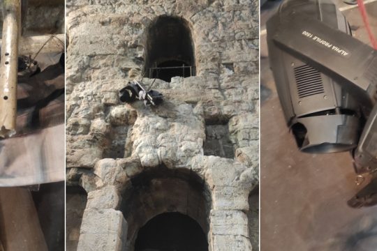 Σοβαρό ατύχημα στο Ηρώδειο, έσπασε βάση προβολέα και τραυματίστηκε τεχνικός