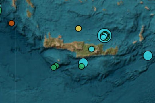 Ασθενής σεισμός 4,1 Ρίχτερ ανοιχτά της Νεάπολης Λασιθίου