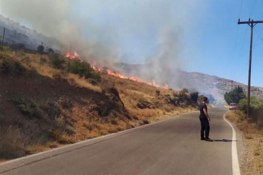 «Mάχη» με τις φλόγες και τους ανέμους σε χωριό της Ζακύνθου 