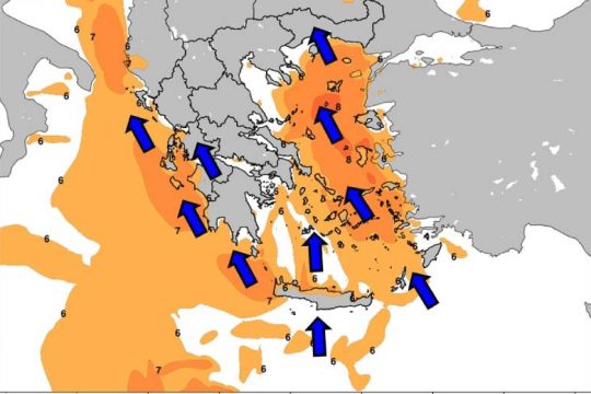 Ενισχυμένοι νοτιάδες, αφρικανική σκόνη και τοπικές λασποβροχές