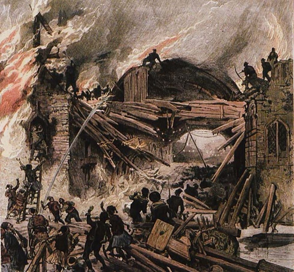 Σκηνή από την πυρκαγιά του 1890, από την εφημερίδα «Le Monde Illustré», 1890