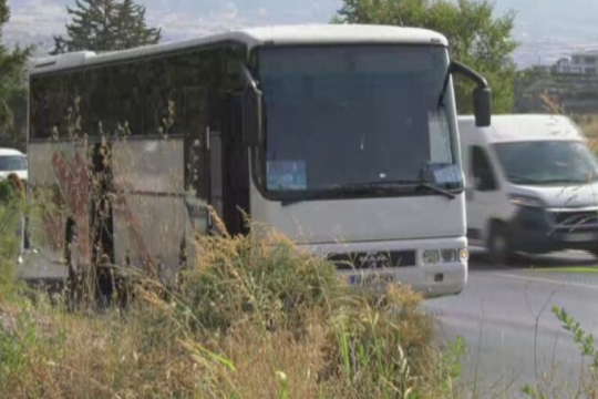Πούλμαν - φωτιά - Θεσσαλονίκη