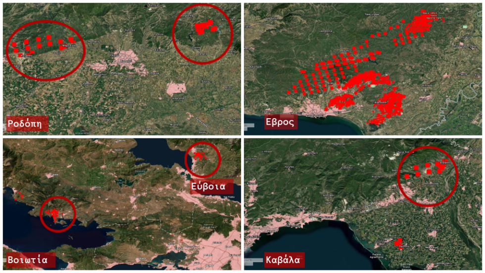 χάρτης πυρκαγιών
