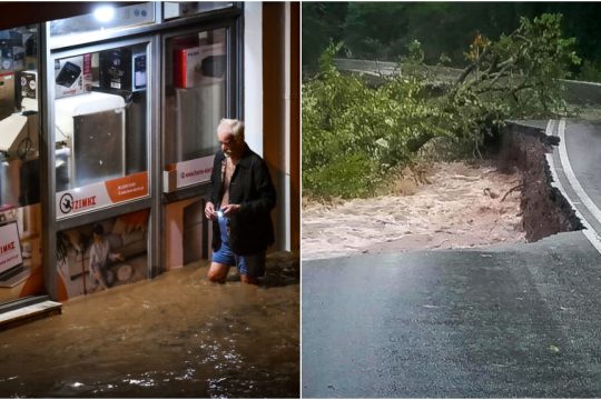 Αριστερά Βόλος και δεξιά βόρεια Εύβοια: καταστροφές από τις πλημμύρες