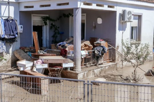 Χαρακτηριστική εικόνα των σπιτιών στα χωριά της Θεσσαλίας μετά το πέρασμα του Daniel