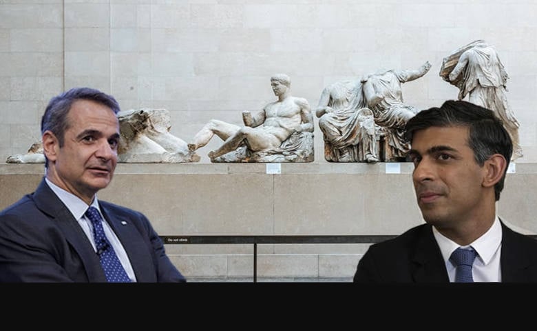 Μητσοτάκης - Σούνακ - γλυπτά Παρθενώνα