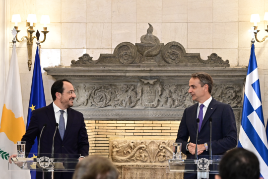 Ο Κυριάκος Μητσοτάκης και ο Νίκος Χριστοδουλίδης