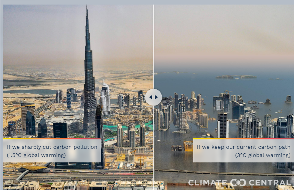 To Burj Khalifa στο Ντουμπάι στις δύο θερμοκρασιακές περιπτώσεις