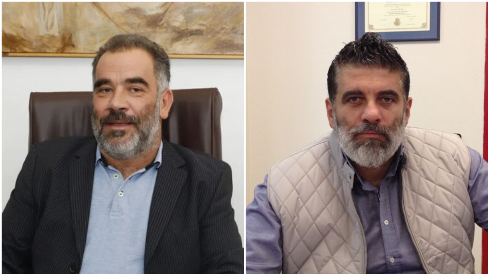 Αριστερά, ο πρόεδρος της Ενωσης Αγροτικών Συνεταιρισμών Ηρακλείου Σταύρος Γαβαλάς | Δεξιά, ο αντιπρόεδρος της Ενωσης Ηρακλείου Μύρων Χιλετζάκης