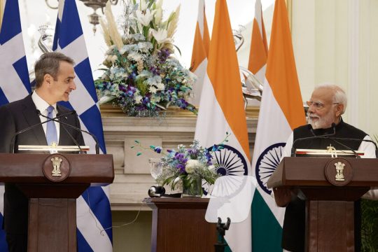 Συνάντηση του Κυριάκου Μητσοτάκη με τον Ινδό πρωθυπουργό Ναρέντρα Μόντι στο νέο Δελχί
