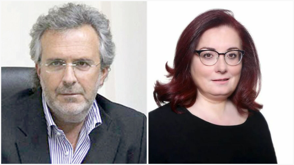 Ο δήμαρχος Σητείας Γιώργος Ζερβάκης. Δεξιά, η παραιτηθείσα πρόεδρος του Δημοτικού Συμβουλίου Σητείας Μαρία Γιαννακάκη