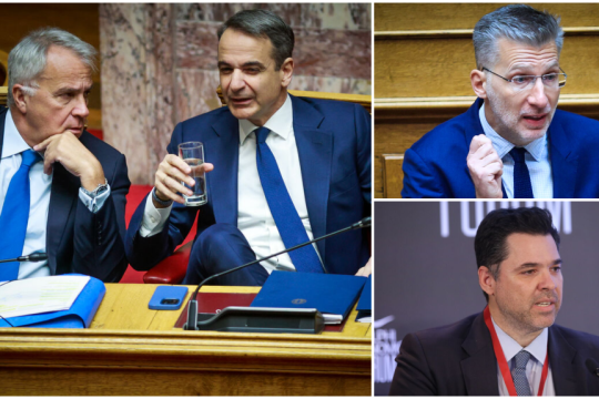 Δεξιά ο Ακης Σκέρτσος (πάνω) και ο Θανάσης Κοντογεώργης