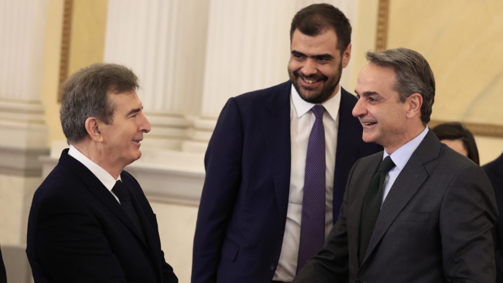 o Κυρ. Μητσοτάκης, ο Μ. Χρυσοχοΐδης και ο Π. Μαρινάκης