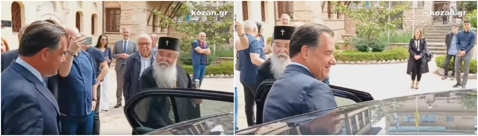 Ανοίγει την πόρτα του αυτοκινήτου του και προσκαλεί τον υπουργό Υγείας για μια σύντομη και αγνώστου περιεχομένου συζήτηση