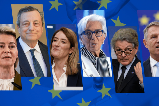 Ούρσουλα φον ντερ Λάιεν | Μάριο Ντράγκι | Ρομπέρτα Μέτσολα | Κριστίν Λαγκάρντ | Τιερί Μπρετόν | Κλάους Γιοχάνις