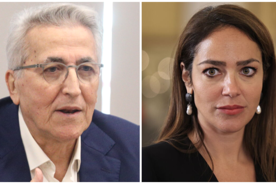 O πρόεδρος της ΓΣΕΕ, Γιάννης Παναγόπουλος | Η υπουργός Εργασίας Δόμνα Μιχαηλίδου