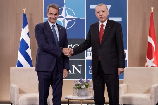 ο Κυριάκος Μητσοτάκης με τον Ταγίπ Ερντογάν