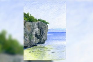 Τάσης Παπαϊωάννου, Βράχια (Λαδοπαστέλ σε χαρτί)