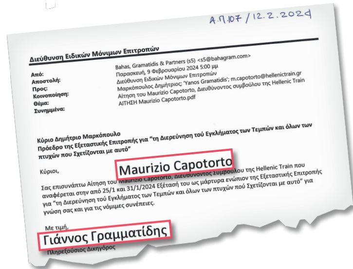 Το έγγραφο που κατατέθηκε στην εξεταστική της Βουλής για τα Τέμπη και αποδεικνύει ότι ο κ. Σταϊκούρας τοποθέτησε ως πρόεδρο του ΟΣΕ τον πληρεξούσιο δικηγόρο του επικεφαλής της Hellenic Train