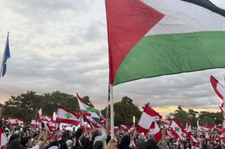 Διαδήλωση σε πόλη του Μίσιγκαν με δεκάδες παλαιστινιακές και λιβανέζικες σημαίες