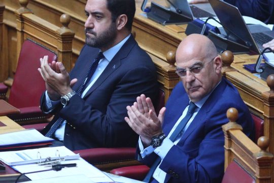 Ο υπουργός Εθνικής Αμυνας Ν. Δένδιας και ο υφυπουργός Ι. Κεφαλογιάννης