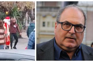 Καρέ από το βίντεο που ανάρτησε ο δήμαρχος Χαλανδρίου Σίμος Ρούσσος (δεξιά), στο οποίο φαίνεται ο αστυνομικός να χαιρετά ναζιστικά